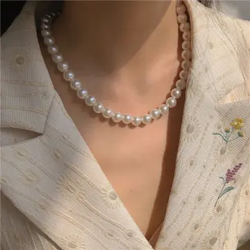 Real pink pearl on sale necklace