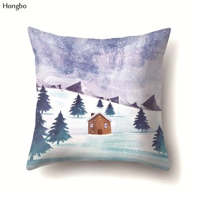 Hongbo Winter Snow Scene Pillow Cover 45*45cm Cushion Covers Living Room Home Decoration Pillow Case Sofa Square Pillowcase