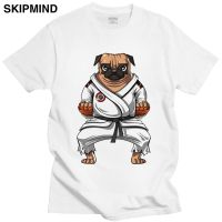 Funny Pug Karate Tshirt Men Soft Cotton Humor Pet Dog T-shirt O-neck Short Sleeved Lover Kung Fu Tee Tops Fitted Apparel Gift XS-6XL