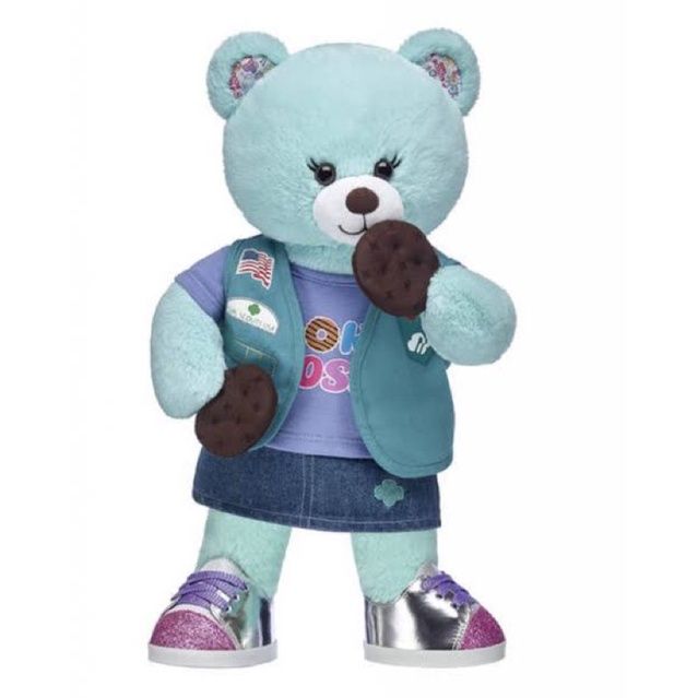ตุ๊กตาหมี-สีมิ้นต์-ขนมคุ้กกี้-girl-scout-usa-บิ้วอะแบร์-build-a-bear-workshop-มือสองแท้-จากอเมริกา