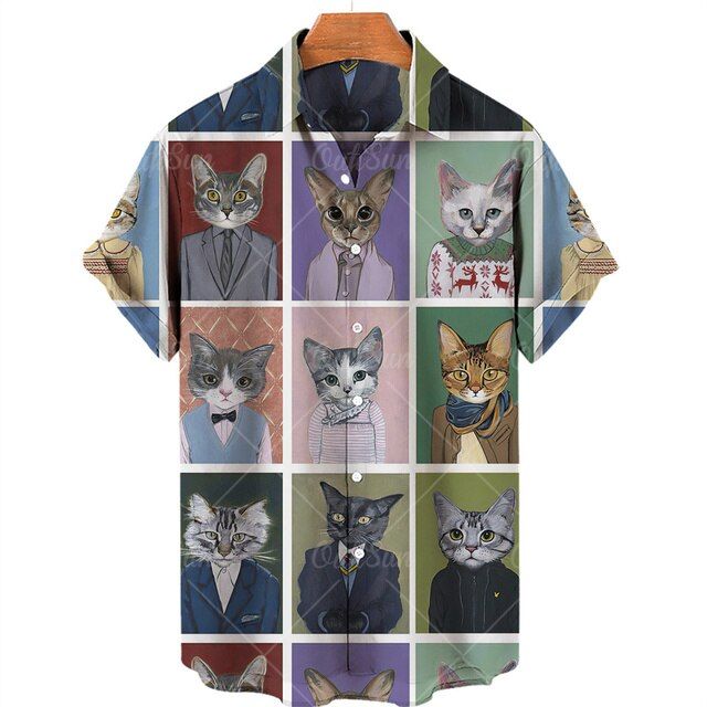 เสื้อฮาวาย-kemeja-lengan-pendek-xl-2023แฟชั่นของผู้ชายใส่ลำลองพิมพ์ลายแมวสีสันน่ารักเสื้อฮาวายสีสันสดใสเสื้อ5xl-5xl-ana-hombre-สินค้าตามสั่ง