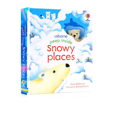 Usborne peep inside snowy places peeking inside series of original English hole books childrens Enlightenment cardboard mechanism turning over books while playing and learning Usborne
