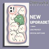 Chenyyka เคสสำหรับ OPPOA16E A16K  เคส ลายการ์ตูนไดโนเสาร์น่ารักใหม่มาการองเวฟบอร์เดอร์เคสมือถือกันกระแทกแบบใสนิ่มเคสโปร่งใสลายกล้องถ่ายรูปความคิดสร้างสรรค์เคสซิลิกาเจลฝาครอบป้องกัน