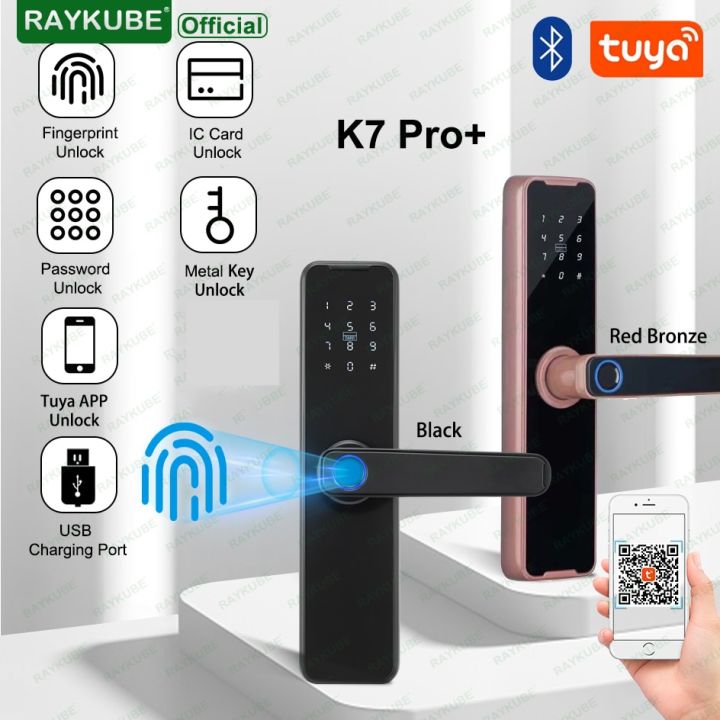 raykube-k7-pro-ล็อกประตูด้วยลายนิ้วมือบลูทูธอัจฉริยะ-tuya-รีโมทแอปการปลดล็อกสมาร์ทโฮมระบบอิเล็คทรอนิคส์แบบไม่ใช่กุญแจ