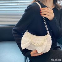 ☇┇ Popular Lace Bow Knot Underarm Bag Womens Summer Pearl Handbag Shoulder Messenger