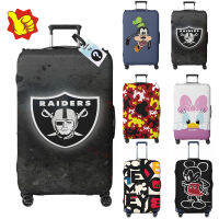 Oakland Raiders ผ้าคลุมกระเป๋าเดินทางสีดำซักได้ผ้าหุ้มปกป้องกระเป๋าเดินทางป้องกันรอยขีดข่วนกระเป๋าเดินทางขนาด18-32นิ้ว