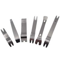 6 Pcs Set Silver Stainless Steel Car Radio Removal Tool Car Door Clip Panel Audio Stereo Dismantle Pry Tool