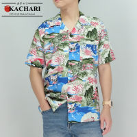 KACHARI “Sakura Sailboat” (สีน้ำเงิน) พร้อมส่งฟรี เสื้อฮาวาย เสื้อสงกรานต์ ผ้าเรยอน