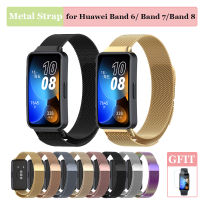 แถบ Huawei 8เปลี่ยนสายนาฬิกาอุปกรณ์เสริมกันน้ำแบบ Milanese Strainless สายเหล็กสำหรับ Huawei Band 8 7 6