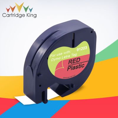 Compatible for Dymo LetraTag 91203 Black on Red 91333 91223 Label Printer Ribbon for Dymo LT T-100H LT-100T Plus QX50 XM XR 2000