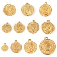 【CC】┋☜►  5pcs 316L Coin Charms Findings Pendants for Jewelry Necklace Making Supplies Accessories