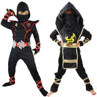 Kids Deluxe Ninja Costume Halloween Japanese Ninja Cosplay Anime Costume Boys Carnival Party Warrior Clothes for Kids 4-12 Years