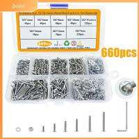 BIMI 660Pcs 4/6/8/10/12/16มม. การจัดเรียงสกรูเมตริก 6ขนาด M2 สกรูฝาครอบซ็อกเก็ต hex หัวปุ่ม พร้อมประแจหกเหลี่ยม 304สแตนเลสสตีล Bolts and NUTS washers Assortment KIT การพิมพ์3D