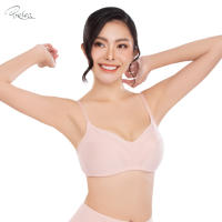 Presea  บราไร้โครง ตกแต่งผ้าตาข่าย Wireless bra  สีชมพูอ่อน MA1513