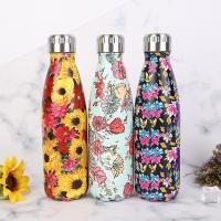 ♟✎♂  New 304 stainless steel insulation cup outdoor sports flower system big belly European and mouth double-layer cola bottle water