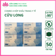 Combo 4 hộp khẩu trang y tế cao cấp 4 lớp kháng khuẩn Cửu Long Face Mask