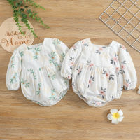 【Forever CY Baby】Baby Girls Spring Autumn Romper Long Sleeve Round Neck Floral Print Casual Romper