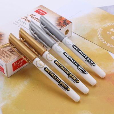 KING 6Pc Gold Silver Epoxy Resin Drawing Pen Gold Leafing Point Pen Marker Acrylic Paint Highlights Metallic Permanent Marker