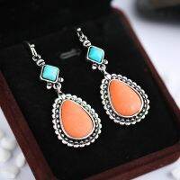 [COD] wish cross-border new earrings hot retro black drop long womens