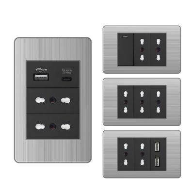 SRAN Italy Chile Standard Usb wall socket dual usb charging port 5v 2.1A New stainless steel panel 118*72mm 16A power outlet