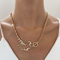 DIEZI Exaggeration Gold Silver Color Rhinestone Scorpion Pendant Necklace for Women Vintage Punk Choker Clavicle Chain Jewelry Fashion Chain Necklaces