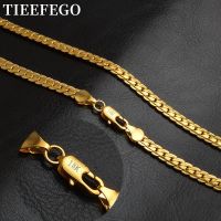 【CW】TIEEFEGO S925 Sterling Silver Gold/Silver 8/18/20/24 Inch Side Chain Necklace For Women Men Fashion Jewelry Gifts