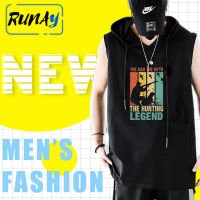 RUNAY เสื้อแจ็กเก็ตมีฮู้ดสำหรับผู้ชาย,เสื้อสเวตเตอร์สวมหัวสไตล์เกาหลีไซส์ใหญ่พิเศษพิมพ์ลายตัวอักษรแขนยาวทรงหลวมใส่ได้ทั้งชายและหญิง เสื ้อแขนสั ้นผช