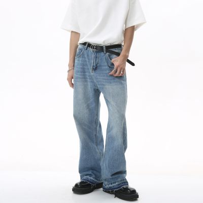 2023กางเกงยีนส์ขากางเกงลำลองขากางเกงขาคุณภาพสูงทรงหลวมสีน้ำเงินไล่ระดับสียอดนิยมกางเกง S-XL แฟชั่นของผู้ชาย