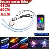 Rhyming Car Headlight Guide Tube LED Strip DRL Daytime Running Light Waterproof App Bluetooth Control For Universal 30/45/60 CM Projector Mounts