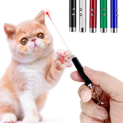 ☏✟ 4mW Mini Light Training Torch Flashlight Teasing Cat Keychain LED Laser pointer Portable Pet Cat Tickle Toy Pointer No battery