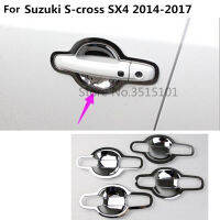 Car Cover Trim ABS Chrome External Door Bowl Stick Lamp Frame 8pcs For Suzuki S-Cross Scross SX4 2014 2015 2016 2017