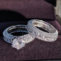 2022 New Design Silver Color White Zircon Wedding Ring Set For Women Engagement Finger Anniversary Gift Banquet Jewelry