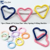 CLDH 5pcs หลากสีหลายสี หัวเข็มขัดโอริงสำหรับฤดูใบไม้ผลิ กลม/รูปหัวใจ 25มม. 4.54.2ซม. กระเป๋าเข็มขัดหัวเข็มขัด ที่มีคุณภาพสูง ตะขอโลหะผสมสังกะสี กระเป๋าถือกระเป๋าเงิน