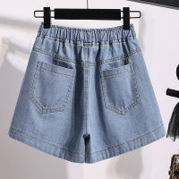 Ready stock - Women Plus Size Loose Wide Legs High Waist Denim Shorts