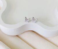 small butterfly earrings 925 silver needles ต่างหูแบบเจาะ รูปผีเสื้อเล็กๆ ประดับเพชร cz