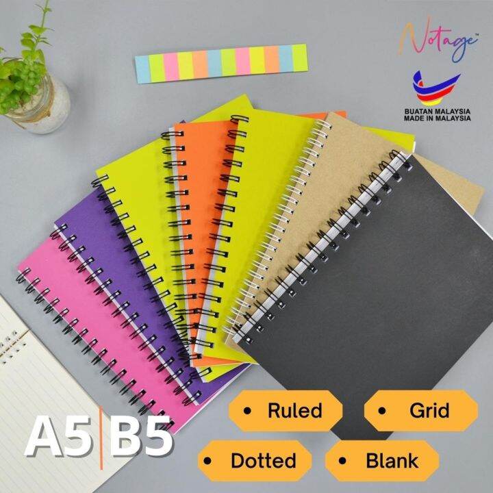 Writing Notebook A5/ B5 160 200 Pages Grid/Dot/Ruled/Blank Kraft Black ...