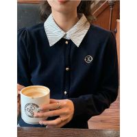 [COD] fake two-piece knitted cardigan 2023 early spring new retro college style slim fit long-sleeved top