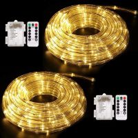 LED Rope Lights Battery Powered Fairy String Lights with Remote Control Garden Tube Lighting Strings Christmas Holiday Decor