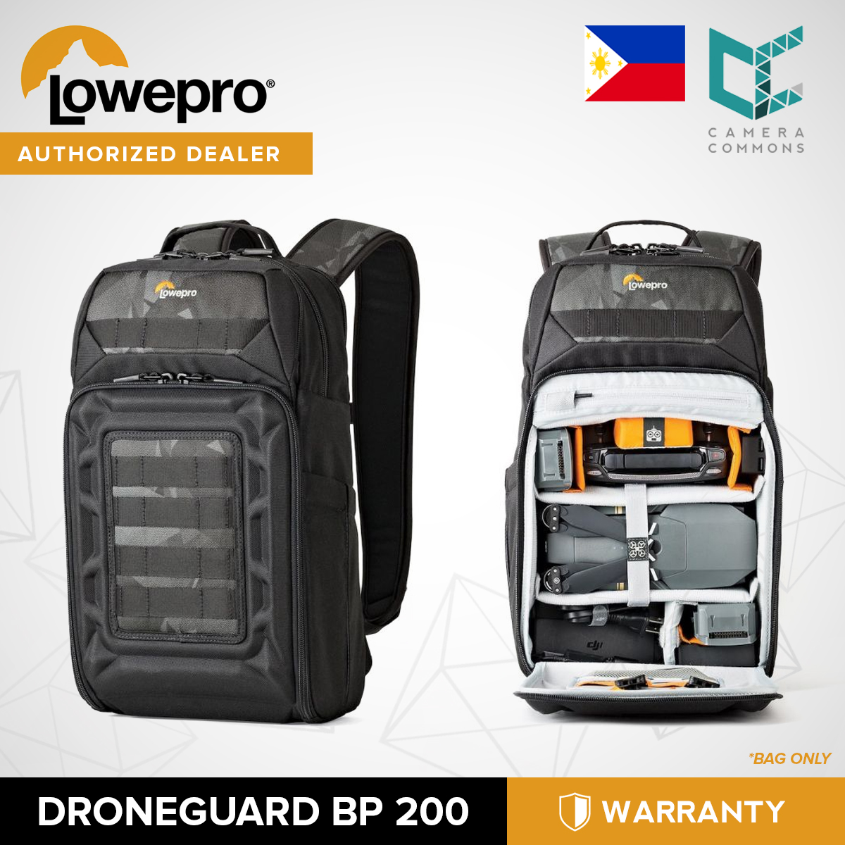Lowepro DroneGuard BP 200 Backpack for DJI Mavic Pro/Air Quadcopter with Manfrotto Element 5-Section Red AL Monopod Kit 
