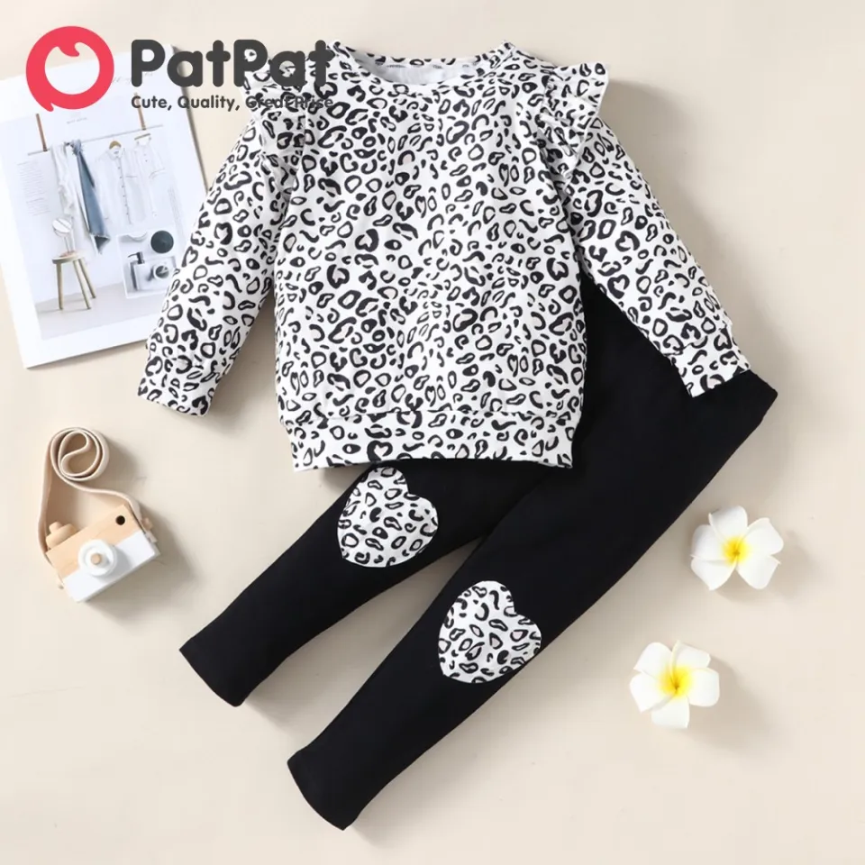 PatPat Toddler Girl Clothing 2-piece Leopard Print Flutter Long