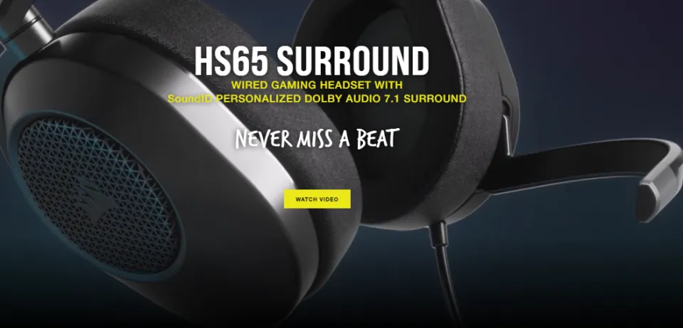 HS65 SURROUND Wired Gaming Headset — Carbon