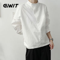 GWIT ผู้ชาย  เสื้อ  เสื้อแขนยาวผู้ชายหลวมสบายๆสีทึบออกแบบเสื้อแจ็คเก็ต เสื้อ, ชุดทางการ Gwit087