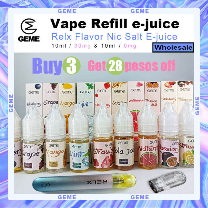【COD】Geme Flavor Juice relx pod juice freebase salt nic juice vape e