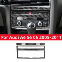 For Audi A6 S6 4F C6 2005-2011 AC Console Stickers Emergency Switch Button Carbon Fiber Interior Trim Decals Car Accessories