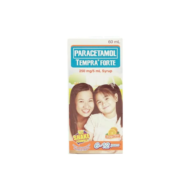 Tempra Forte Paracetamol Syrup 250mg/5mL 60mL Orange Flavor (6-12 years ...