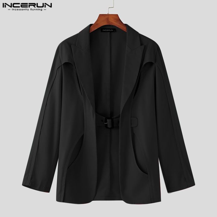 incerun-เสื้อเบลเซอร์ลําลอง-แขนยาว-ทรงหลวม-สไตล์ฮิปปี้-สําหรับผู้ชาย