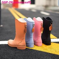 Asdsadsaaff Botas De Borracha Impermáveis พารามัลเฮอร์ Galochas Jardim Sapatas Chuva Antiderrapantes Sapatos Pesca Pelee Couro Bota Feminina