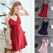 Đầm Ngủ, Váy Ngủ 2 Dây, Đồ Ngủ Mặc Nhà HISEXY Lụa Satin Phối Ren Kèm Mút