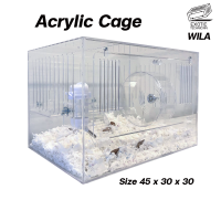 กรงอะคริลิคสำหรับสัตว์เลี้ยง หนูแฮมสเตอร์ เม่นแคระ ดอร์เมาส์ ขนาด 45*30*30 cm Acrylic Cage By Exotic Technician