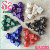 AD8T2 7Pcs/set เกมตาราง ลูกเต๋า DND D4 D6 D8 D10 D12 D20 7-Die ลูกเต๋าหลายด้าน หลายเหลี่ยมเพชรพลอย อะคริลิค ลูกเต๋าเกม TRPG DND